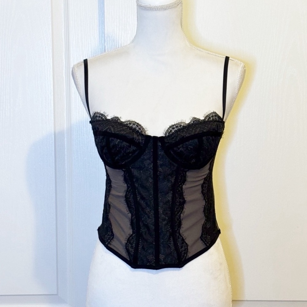 Urban Outfitters Black Lace Bustier Top